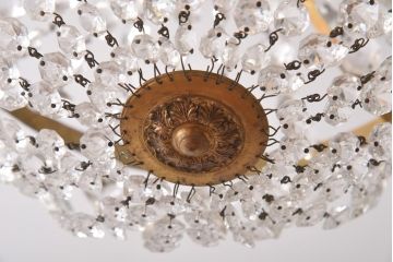 フランスビンテージ　ゴージャス感を演出するクリスタルガラスのシャンデリア(天井照明)