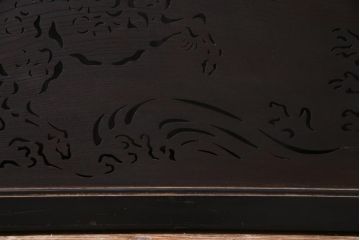 古民具　明治期　ケヤキ一枚板　麒麟の透かし彫りが施された欄間(建具)