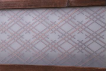 和製アンティーク　両面ガラス　和の趣感じるシンプルな割菱組子欄間(明り取り、ディスプレイ)