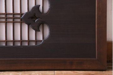 和製アンティーク　明治期　ケヤキ材　上手物　趣ある和の空間づくりにおすすめな障子戸付き欄間(明り取り、ディスプレイ)