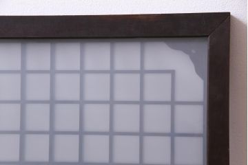 和製アンティーク　大正昭和初期　すりガラス入り　上品な印象与える格子欄間(明り取り、ディスプレイ)