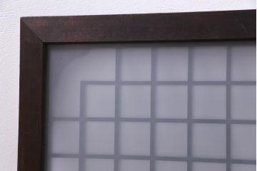 和製アンティーク　大正昭和初期　すりガラス入り　上品な印象与える格子欄間(明り取り、ディスプレイ)