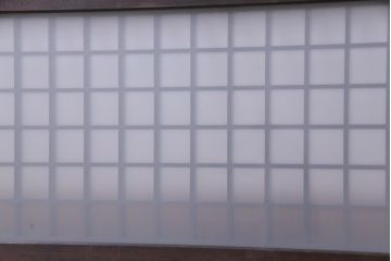 和製アンティーク　大正昭和初期　すりガラス入り　上品な印象与える格子欄間(明り取り、ディスプレイ)