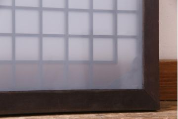 和製アンティーク　大正昭和初期　すりガラス入り　上品な印象与える格子欄間(明り取り、ディスプレイ)