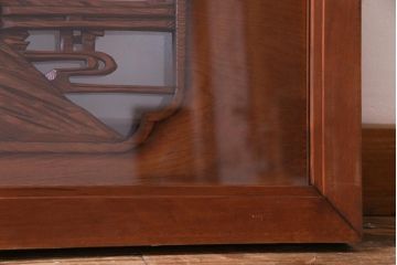 昭和中期　両面ガラス　和の風情感じる透かし彫りが魅力的な欄間(明り取り、ディスプレイ)