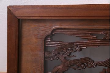 昭和中期　両面ガラス　和の風情感じる透かし彫りが魅力的な欄間(明り取り、ディスプレイ)(1)