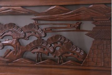 昭和中期　両面ガラス　和の風情感じる透かし彫りが魅力的な欄間(明り取り、ディスプレイ)(1)