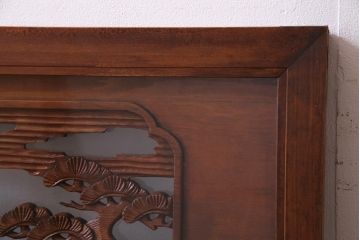 昭和中期　両面ガラス　和の風情感じる透かし彫りが魅力的な欄間(明り取り、ディスプレイ)(1)