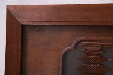 昭和中期　両面ガラス　和の風情感じる透かし彫りが魅力的な欄間(明り取り、ディスプレイ)(1)