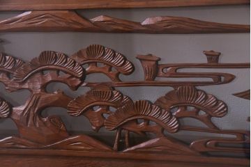 昭和中期　両面ガラス　和の風情感じる透かし彫りが魅力的な欄間(明り取り、ディスプレイ)(1)