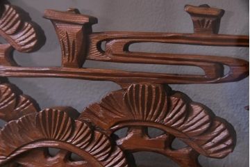 昭和中期　両面ガラス　和の風情感じる透かし彫りが魅力的な欄間(明り取り、ディスプレイ)(1)