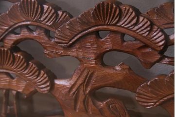 昭和中期　両面ガラス　和の風情感じる透かし彫りが魅力的な欄間(明り取り、ディスプレイ)(1)