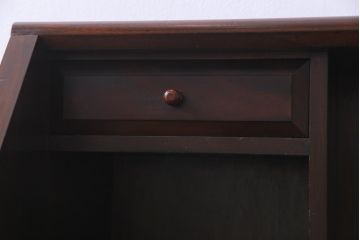 中古　松本民芸家具　収納力に富んだT型ライティングビューロー(引き出し、ワークデスク、在宅ワーク、在宅用)(定価約31万円)