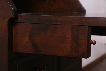 中古　松本民芸家具　収納力に富んだT型ライティングビューロー(引き出し、ワークデスク、在宅ワーク、在宅用)(定価約31万円)