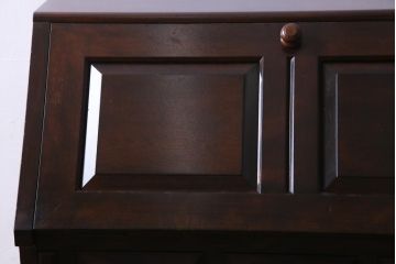 中古　松本民芸家具　収納力に富んだT型ライティングビューロー(引き出し、ワークデスク、在宅ワーク、在宅用)(定価約31万円)