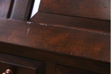 中古　松本民芸家具　収納力に富んだT型ライティングビューロー(引き出し、ワークデスク、在宅ワーク、在宅用)(定価約31万円)