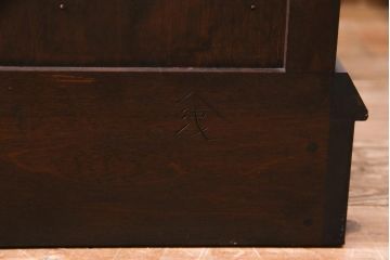 中古　松本民芸家具　収納力に富んだT型ライティングビューロー(引き出し、ワークデスク、在宅ワーク、在宅用)(定価約31万円)