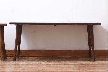 和製アンティーク　ケヤキ一枚板　趣深い質感のリメイクセンターテーブル(リビングテーブル)