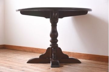 中古美品　松本民芸家具　シックなA-I丸テーブル(ダイニングテーブル、カフェテーブル)(定価約21万円)