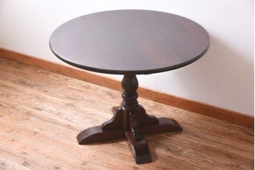 中古美品　松本民芸家具　シックなA-I丸テーブル(ダイニングテーブル、カフェテーブル)(定価約21万円)