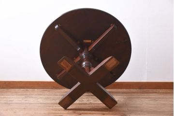 中古美品　松本民芸家具　シックなA-I丸テーブル(ダイニングテーブル、カフェテーブル)(定価約21万円)