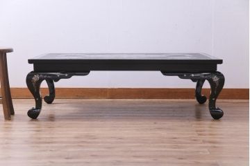 民芸家具　螺鈿細工　高級品　華やかな意匠が存在感を放つ座卓テーブル(ローテーブル、センターテーブル)(定価約60万円)