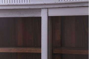 ペイント家具　大正ロマン　ノスタルジックな雰囲気がお洒落な重ね収納棚(食器棚、飾り棚、ガラス戸棚)