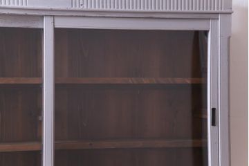 ペイント家具　大正ロマン　ノスタルジックな雰囲気がお洒落な重ね収納棚(食器棚、飾り棚、ガラス戸棚)