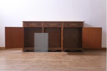 中古　イタリア製　高級品　大理石天板付き　エレガントな雰囲気溢れる上質なサイドボード(収納棚、キャビネット)