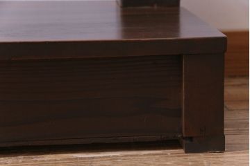 アンティーク雑貨　和製アンティーク　天板黒柿　墨を流したような特徴的な杢目が美しい大振りサイズの置き床(置床、ローボード、飾り台)