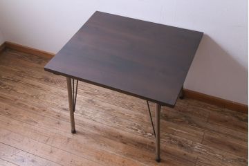 リメイク家具　味わい深い古材を組合せたアイアンテーブル(作業台、サイドテーブル)