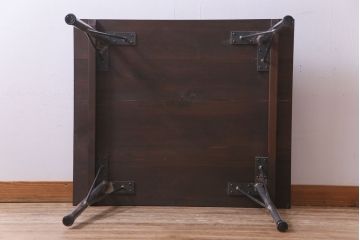 リメイク家具　味わい深い古材を組合せたアイアンテーブル(作業台、サイドテーブル)