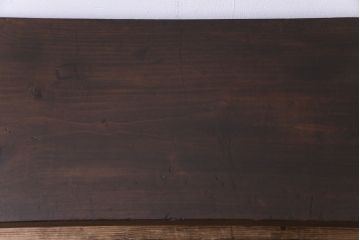 アンティーク家具　大正昭和初期　檜一枚板　古材を使った渋い味わいが魅力のアイアンテーブル(鉄脚、作業台、コンソールテーブル)