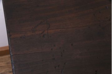 アンティーク家具　大正昭和初期　檜一枚板　古材を使った渋い味わいが魅力のアイアンテーブル(鉄脚、作業台、コンソールテーブル)