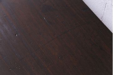 アンティーク家具　大正昭和初期　檜一枚板　古材を使った渋い味わいが魅力のアイアンテーブル(鉄脚、作業台、コンソールテーブル)