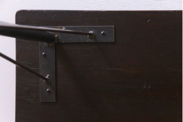アンティーク家具　大正昭和初期　檜一枚板　古材を使った渋い味わいが魅力のアイアンテーブル(鉄脚、作業台、コンソールテーブル)