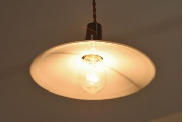 昭和レトロ　戦前　昔懐かしいデザインの平笠照明(吊り下げ照明、ペンダントライト)2個セット(3)