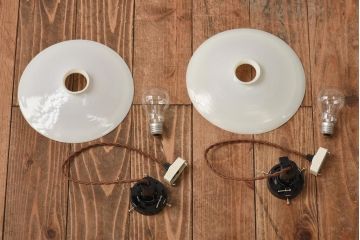 昭和レトロ　戦前　昔懐かしいデザインの平笠照明(吊り下げ照明、ペンダントライト)2個セット(3)