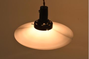 昭和レトロ　戦前　昔懐かしいデザインの平笠シェード(吊り下げ照明、天井照明、ペンダントライト)(1)