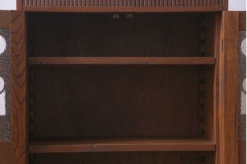 アンティーク家具　大正ロマン　栓材　幾何学模様がモダンな本箱(ブックケース、収納棚)