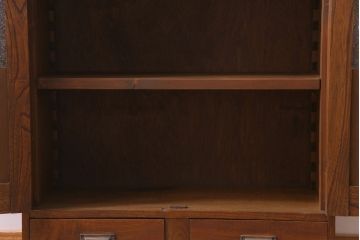 アンティーク家具　大正ロマン　栓材　幾何学模様がモダンな本箱(ブックケース、収納棚)