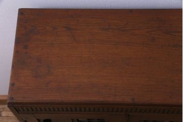 アンティーク家具　大正ロマン　栓材　幾何学模様がモダンな本箱(ブックケース、収納棚)