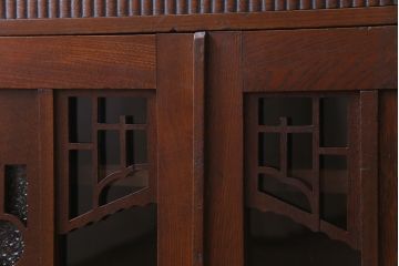 アンティーク家具　大正ロマン　栓材　幾何学模様がモダンな本箱(ブックケース、収納棚)