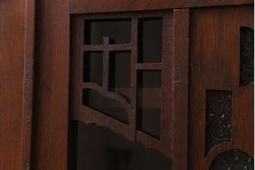 アンティーク家具　大正ロマン　栓材　幾何学模様がモダンな本箱(ブックケース、収納棚)