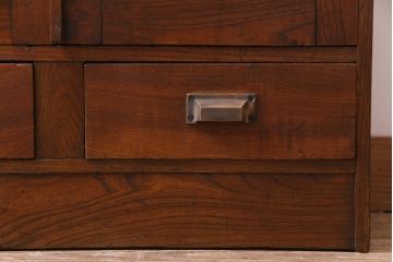 アンティーク家具　大正ロマン　栓材　幾何学模様がモダンな本箱(ブックケース、収納棚)