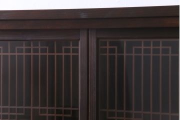 ラフジュ工房オリジナル　組子　書院戸をリメイクしたガラス戸棚(収納棚、サイドボード)