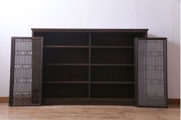 ラフジュ工房オリジナル　組子　書院戸をリメイクしたガラス戸棚(収納棚、サイドボード)