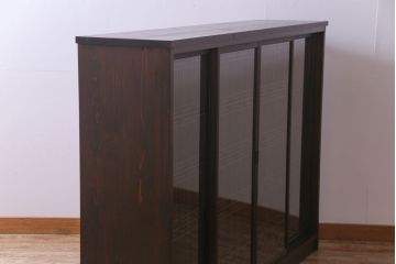 ラフジュ工房オリジナル　組子　書院戸をリメイクしたガラス戸棚(収納棚、サイドボード)