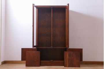 中古　岩谷堂箪笥　233　拭き漆塗りが上品なキャビネット(書棚、本箱)(定価約45万円)