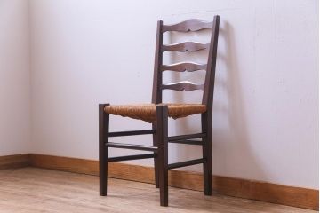 中古　松本民芸家具　ラダーバックチェア(ラッシチェア、椅子)(定価約11万円)(1)